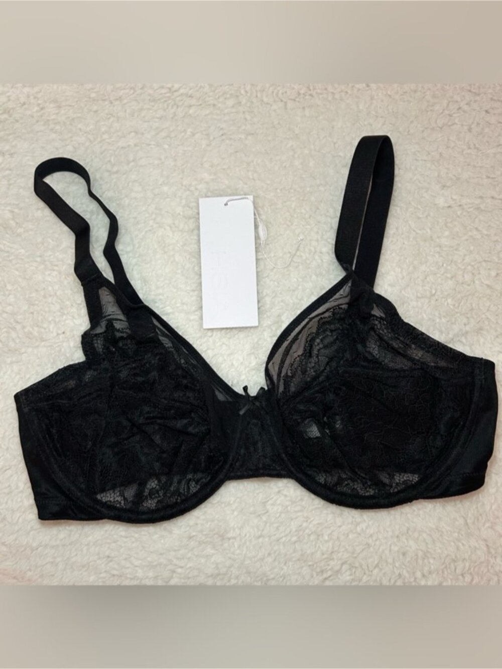 HSIA Enchanted Unlined Lace Underwire Bra 36D Black NWT